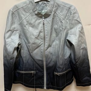 Blue and grey ombré faux leather jacket size large from CLEO petites.